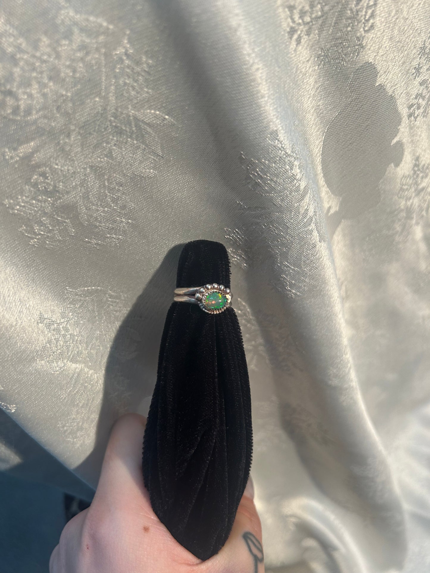Ethiopian Opal Raindrop Ring