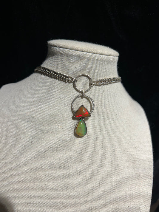 Double ‘O’ Ring Opal Mushroom Chain