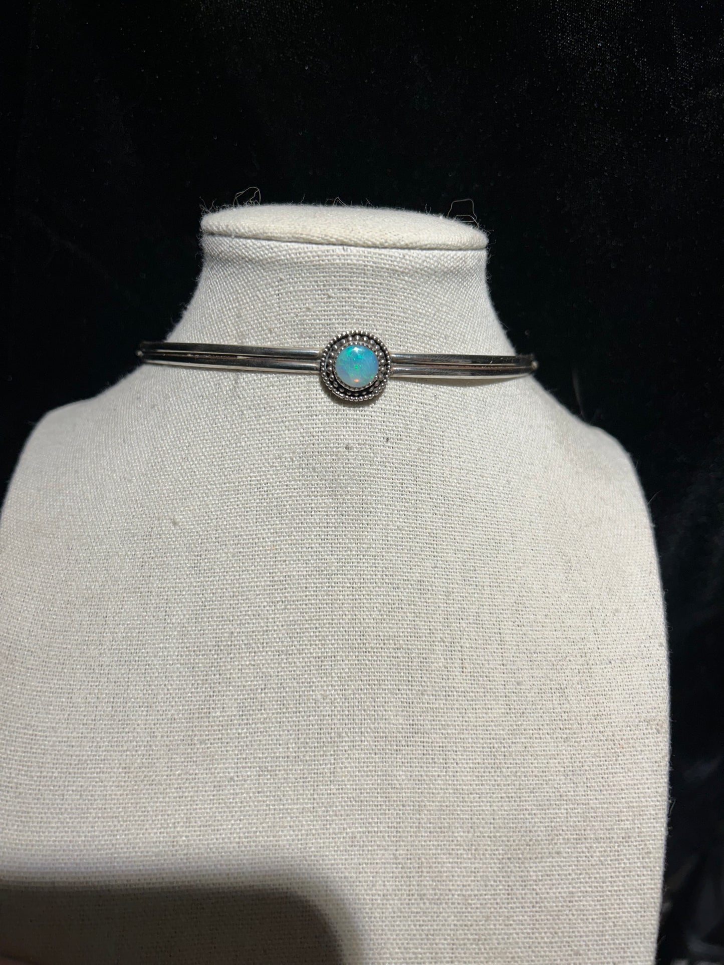 Beaded Round Blue Opal Collar