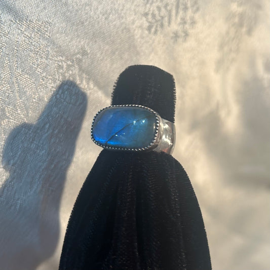 Chunky Blue Labradorite Statement Ring