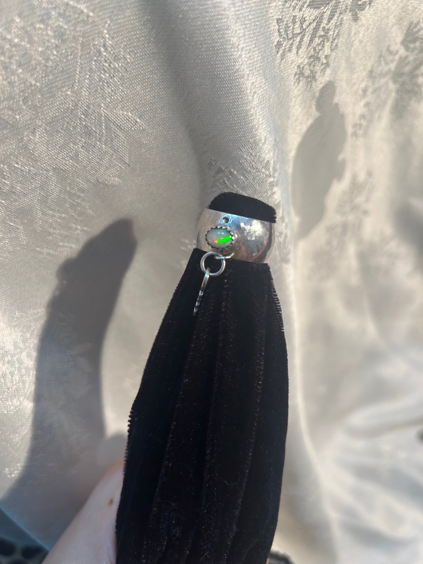 Chunky Opal Ring with Key Dangle Charm